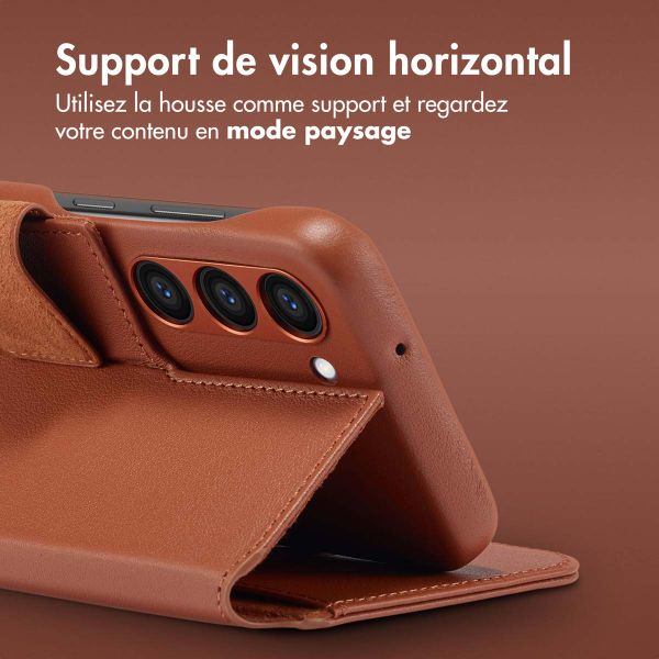 Accezz Étui de télephone portefeuille en cuir 2-en-1 avec MagSafe Samsung Galaxy S23 - Sienna Brown