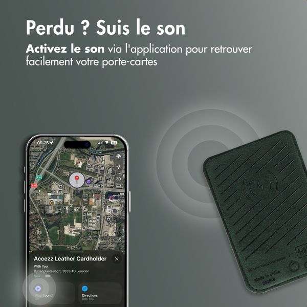 Accezz Porte-cartes en cuir magnétique - Compatible avec Apple Find My - Cedar Green
