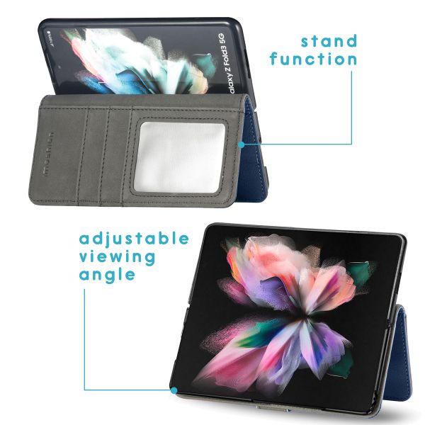 imoshion Étui de télephone portefeuille de luxe Samsung Galaxy Z Fold3 - Zwart - Bleu foncé
