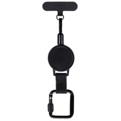 imoshion Cordon rétractable avec mousqueton et patch pour téléphone - Cordon de téléphone anti-vol - Noir