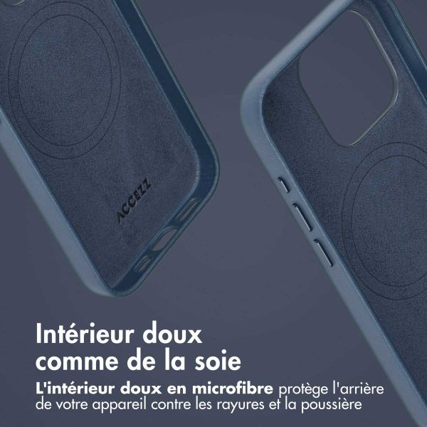 Accezz Étui de télephone portefeuille en cuir 2-en-1 avec MagSafe Apple iPhone 15 Pro - Nightfall Blue