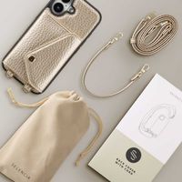 Selencia Coque de télephone Sera avec cordon et porte-cartes enveloppe Apple iPhone 16 - Champagne