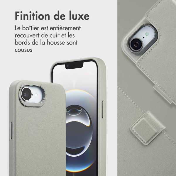 Accezz Étui de télephone portefeuille en cuir 2-en-1 avec MagSafe Apple iPhone 17e / 16e - Light Grey