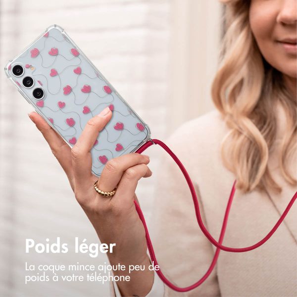 imoshion Coque Design avec cordon Samsung Galaxy A55 - Dusty Rose Connected Hearts