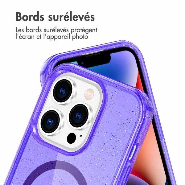 imoshion Coque Pailletée avec MagSafe Apple iPhone 14 Pro Max - Paillettes Violet