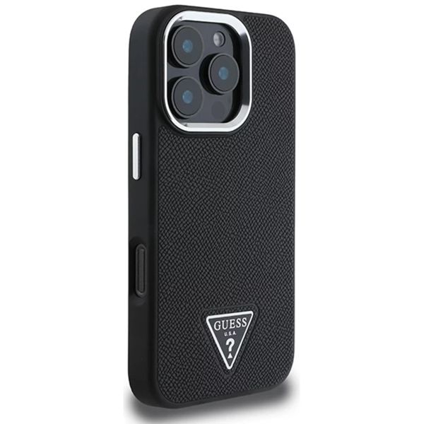 Guess Coque Grained Triangle MagSafe Apple iPhone 16 Pro - Noir