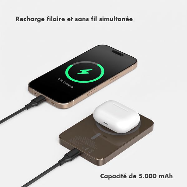 Selencia Powerbank Vivid 5 000 mAh - MagSafe et Qi - Desert Gold / Midnight Blossom