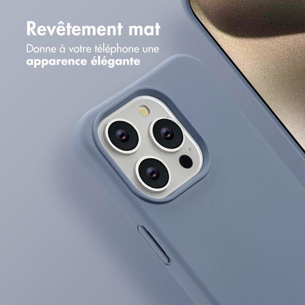 imoshion Coque arrière Color avec cordon amovible et MagSafe Apple iPhone 15 Pro - Ash Blue