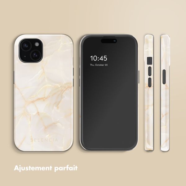 Selencia Coque arrière Vivid avec MagSafe Apple iPhone 15 - Golden Beige Marble