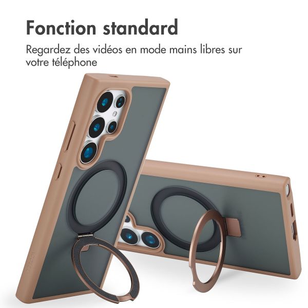 Accezz Coque Ring Stand avec MagSafe Samsung Galaxy S24 Ultra - Marron