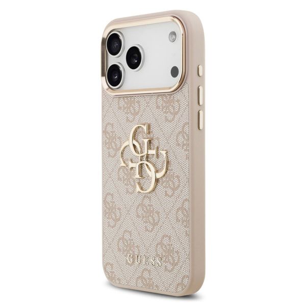 Guess Coque 4G Metal Logo Backcover Apple iPhone 17 Pro Max - Gold Edge - Pink