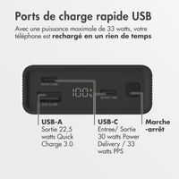 imoshion Ultra Series Aluminium Batterie externe 20.000 mAh - Charge rapide jusqu'à 33 watts - Black