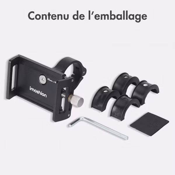 imoshion Mini support de téléphone en aluminium pour vélo - Léger - Universel - Noir
