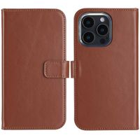 Selencia Étui portefeuille en cuir véritable Apple iPhone 16 Pro Max - Marron clair