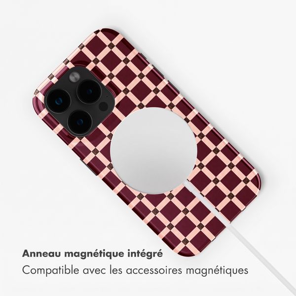 Selencia Coque arrière Vivid avec MagSafe Apple iPhone 15 Pro - Check This Burgundy
