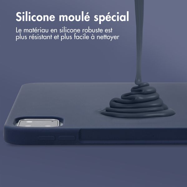 Accezz Coque Liquid Silicone avec porte-stylet Apple iPad Pro 11 (2022 / 2021 / 2020 / 2018) - Bleu foncé