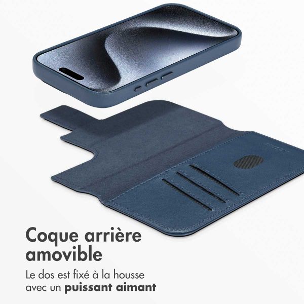 Accezz Étui de télephone portefeuille en cuir 2-en-1 avec MagSafe Apple iPhone 15 Pro - Nightfall Blue