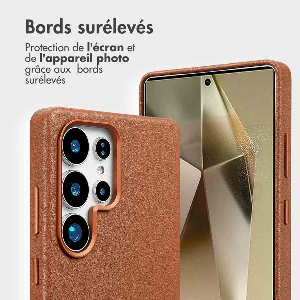 Accezz Étui de télephone portefeuille en cuir 2-en-1 avec MagSafe Samsung Galaxy S25 Ultra - Sienna Brown
