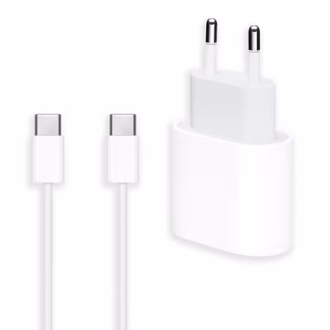 Apple Adaptateur secteur USB-C d'origine 20 watts + câble de recharge USB-C vers USB-C d'origine - 2 mètres - Blanc