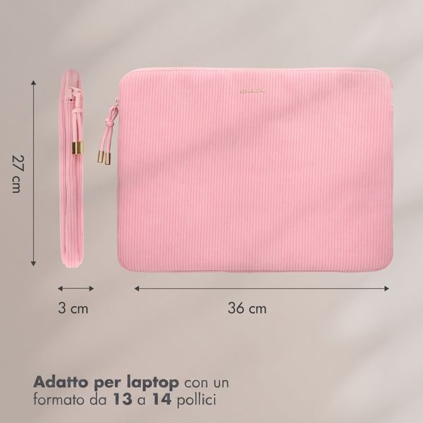 Selencia Pochette ordinateur Corduroy 13-14 pouces - Soft Blush