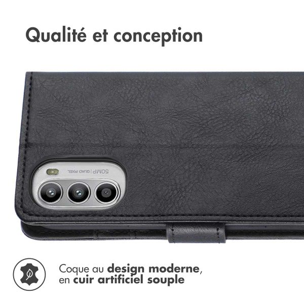 imoshion Étui de télephone portefeuille de luxe Motorola Moto G53 - Noir