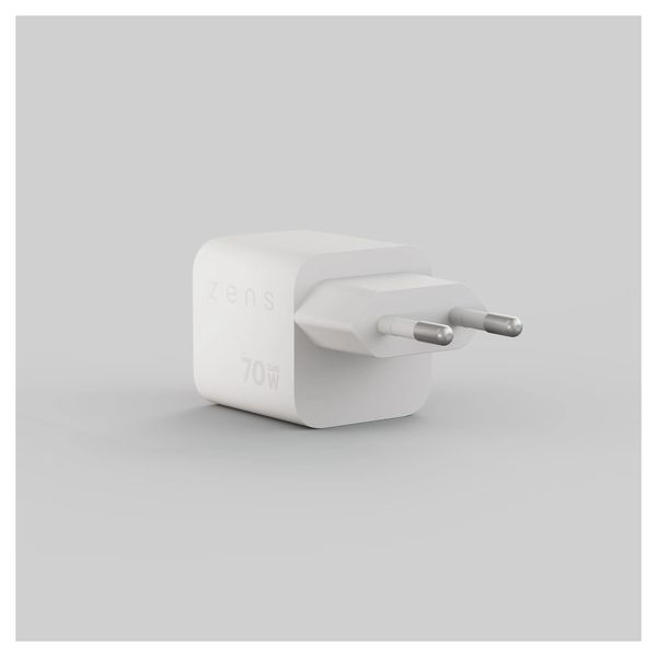 Zens Chargeur compact USB-C 70W - Adaptateur secteur - Blanc