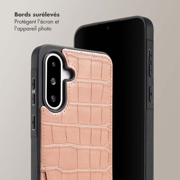 Selencia Coque de télephone Nova Croco avec cordon et porte-cartes Samsung Galaxy A36 / A56 - Old Pink