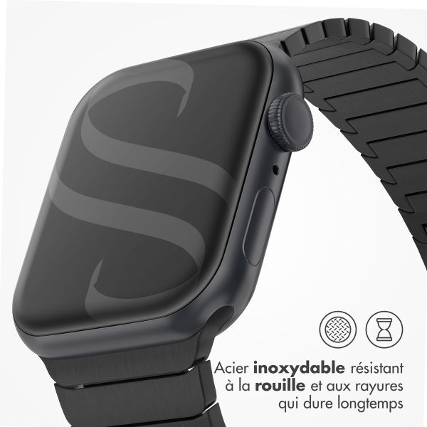 Selencia Bracelet à maillons en acier Apple Watch | 44/45/46/49 mm - Noir