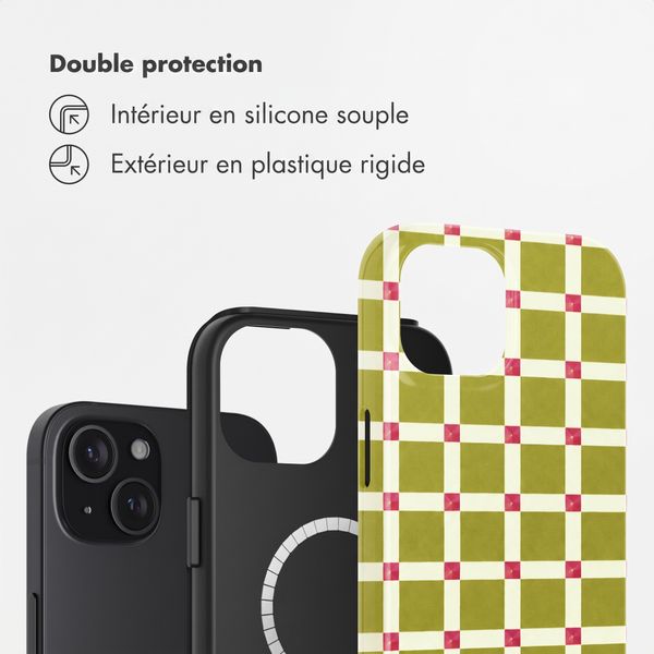 Selencia Coque arrière Vivid avec MagSafe Apple iPhone 15 - Check This Olive
