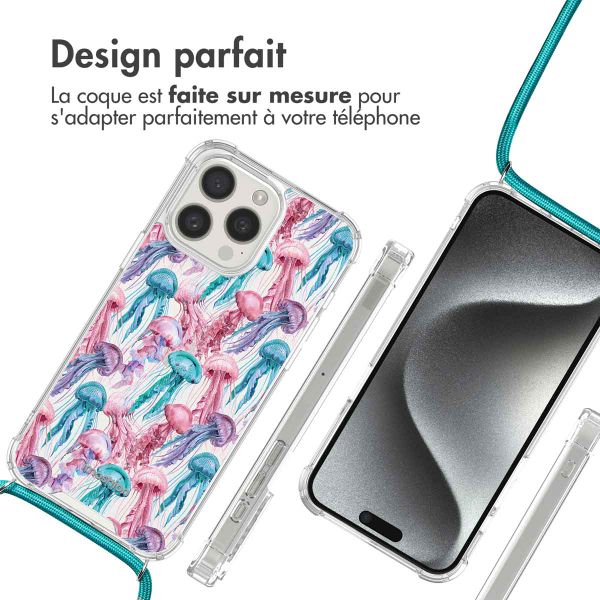 imoshion Coque Design avec cordon Apple iPhone 15 Pro - Jellyfish Watercolor