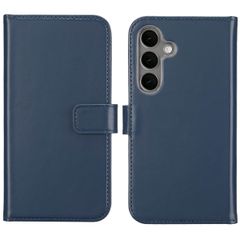 Selencia Étui portefeuille en cuir véritable Samsung Galaxy S25 - Bleu