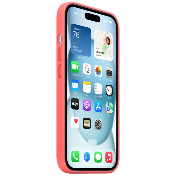 Apple Coque en silicone MagSafe Apple iPhone 15 - Guava