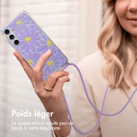 imoshion Coque Design avec cordon Samsung Galaxy A55 - Tropical Violet Flowers Connect