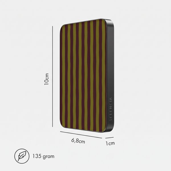 Selencia Powerbank Vivid 5 000 mAh - MagSafe et Qi - Black / Bonbon Stripe Matcha