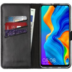 Selencia Étui portefeuille en cuir véritable Huawei P30 Lite - Noir
