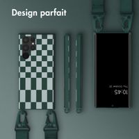 Selencia Coque design en silicone avec cordon amovible Samsung Galaxy S22 Ultra - Irregular Check Green