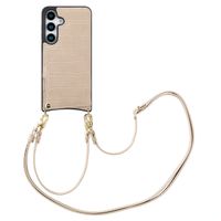 Selencia Coque de télephone Nova Croco avec cordon et porte-cartes Samsung Galaxy S25 - Beige