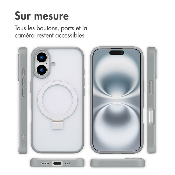 Accezz Coque Ring Stand avec MagSafe Apple iPhone 16 - Gris