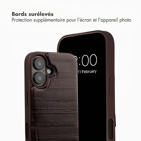 Selencia Nova coque arrière en cuir véritable avec porte-cartes Apple iPhone 16 - Dark Chocolate