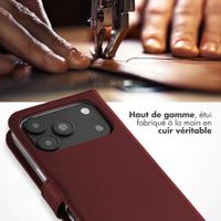 Selencia Étui portefeuille en cuir véritable Apple iPhone 18 Pro / 17 Pro - Burgundy