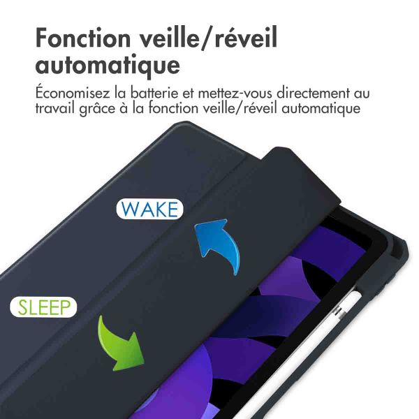 imoshion Coque tablette rigide Trifold Apple iPad Air 11 pouces (2026) M4 / (2025) M3 / (2024) M2 / Air 5 (2022) / Air 4 (2020) - Bleu foncé