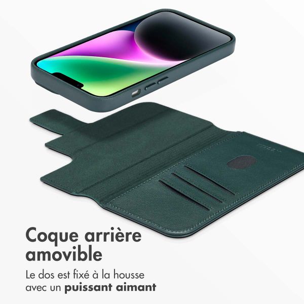 Accezz Étui de télephone portefeuille en cuir 2-en-1 avec MagSafe Apple iPhone 14 - Cedar Green