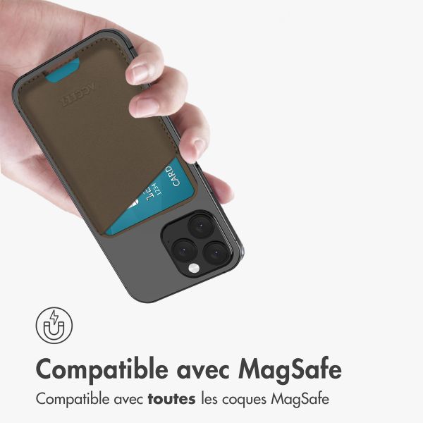 Accezz Porte-cartes en cuir - Compatible avec MagSafe et Qi2 - Coffee Brown