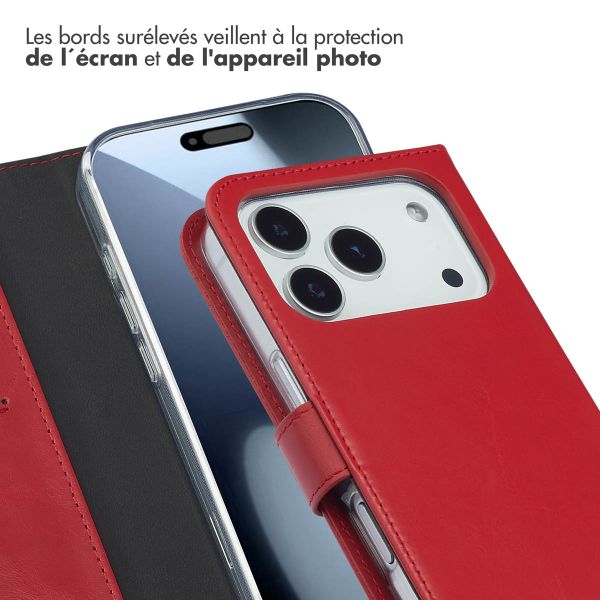 Selencia Étui portefeuille en cuir véritable Apple iPhone 17 Pro - Rouge