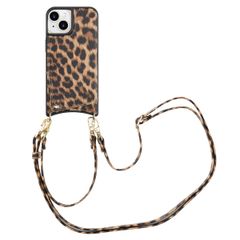 Selencia Coque de télephone Nova avec cordon et porte-cartes Apple iPhone 15 - Leopard