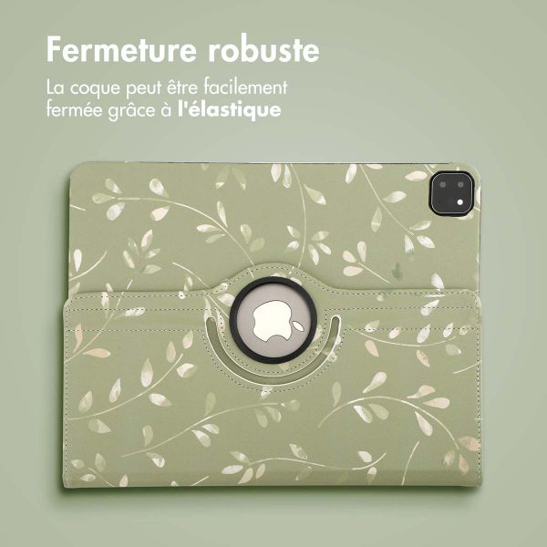 imoshion Coque tablette Design rotatif à 360° Apple iPad Air 13 pouces (2026) M4 / (2025) M3 / (2024) M2 - Green Flowers