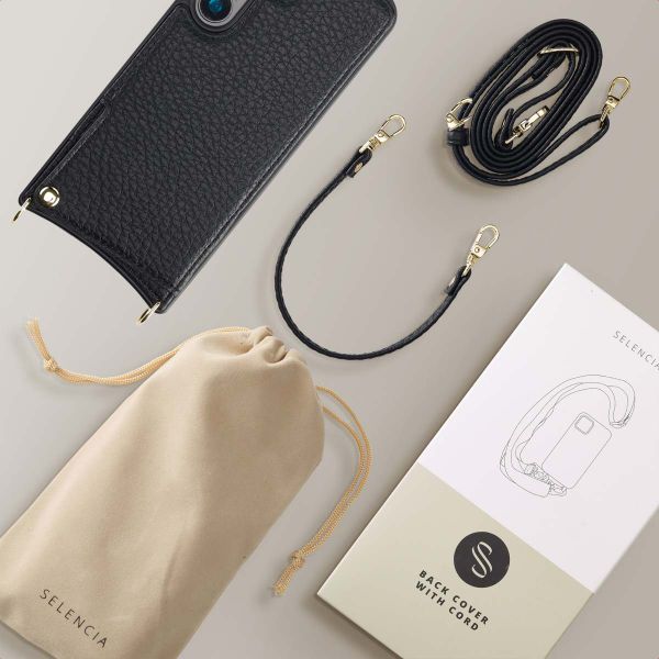 Selencia Coque de télephone Nova avec cordon et porte-cartes Samsung Galaxy S24 - Noir