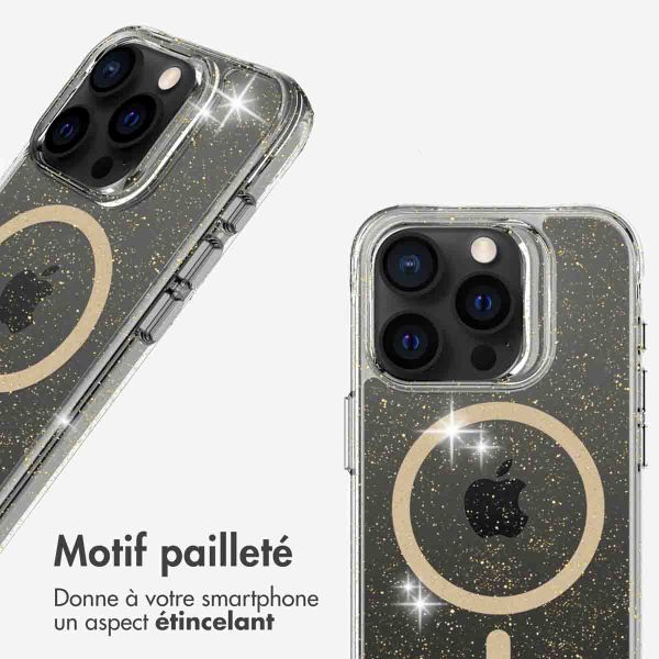 imoshion Coque arrière transparente Pailletée avec MagSafe Apple iPhone 15 Pro - Doré
