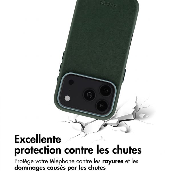 Accezz Coque arrière en cuir avec MagSafe Apple iPhone 18 Pro Max / 17 Pro Max - Cedar Green