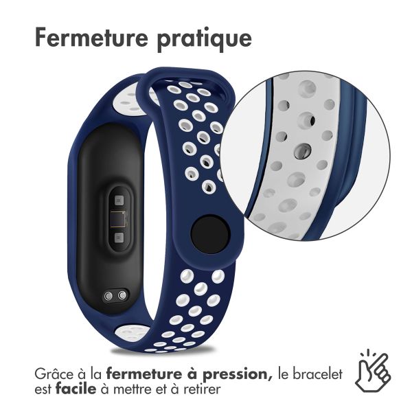 imoshion Bracelet sport silicone Xiaomi Mi Band 3 / 4 - Dark Blue & White